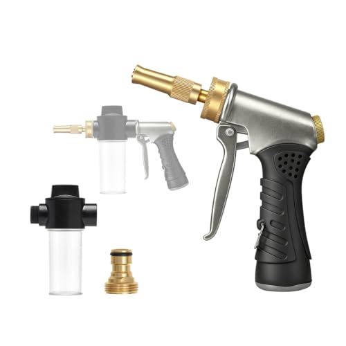 Metal Hose Nozzle with Soap Dispenser,High Pressure Foam Sprayer - size: Short Nozzle