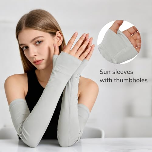 netdraw Unisex Bamboo Viscose Arm Sleeves with Thumb Hole - color: Black/Sage, size: Small-Medium