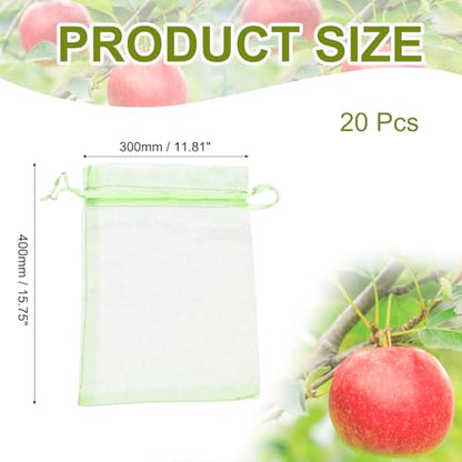 uxcell 20pcs Fruit Protection Bags 15.7x11.8 Garden Netting Cover Green - color: Fruit Green