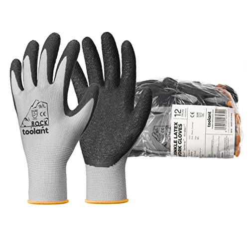 toolant Crinkle Latex Work Gloves, 120 Pairs, Gray, Large - color: Gray - 120 Pairs, size: Large