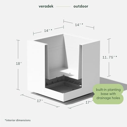 Veradek Block Series Cube Planter - Square Outdoor Planter - color: White, size: Small - 2 Pack