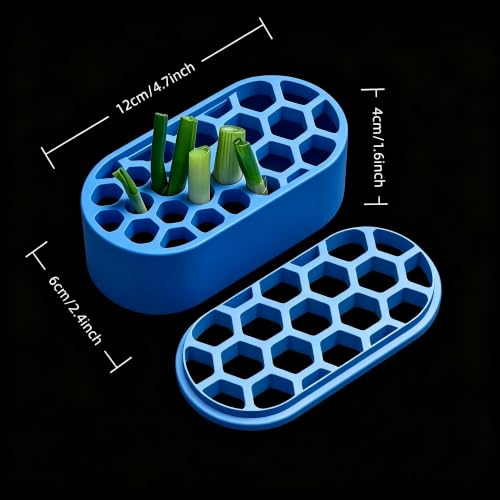 Mini Green Onion Regrower Kit, Hydroponic Scallion Planter Box with Hexagonal Honeycomb Lid, Soil-Free Indoor Herb Water Propagation Tub for Kitchen Countertop，Blue - color: Blue