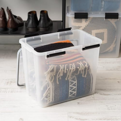 IRIS USA 4-Pack 32 Qt Storage Bins with Gasket Lids, Clear/Black - size: 36 Qt, style: 4 Pack
