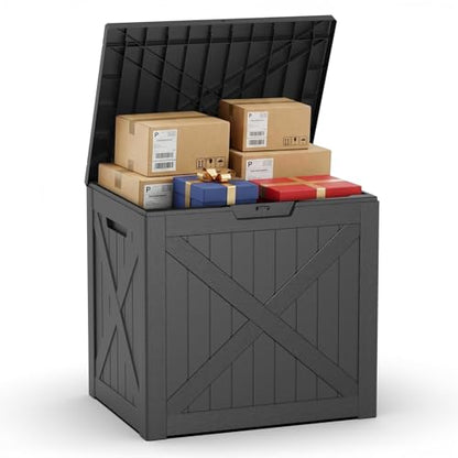 40 Gallon Outdoor Package Delivery Box with Lockable, Waterproof & Weatherproof Secure Parcel Drop Box for Porch, Resin Outside Storage Boxes(Black)