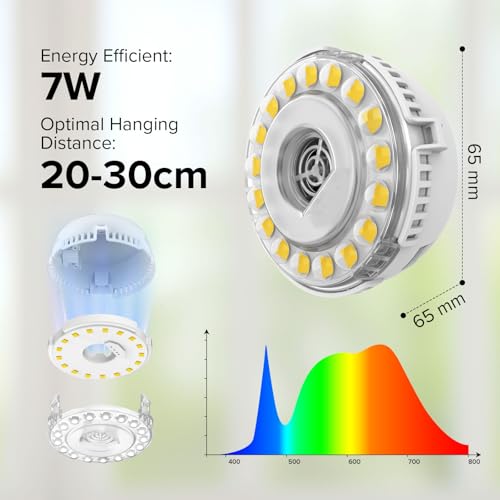 7W Small Grow Light for Indoor Plants with Timer and Dimming - size: 1-Head