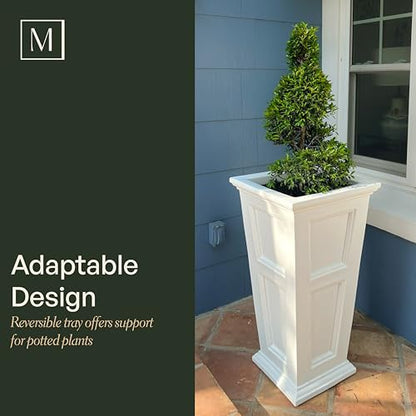 Mayne Fairfield 28in Self-Watering Tall Square Planter, Black, 2-Pack