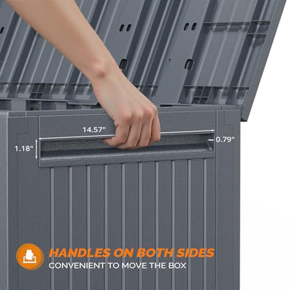 VINGLI 90 Gallon Lockable Durable Outdoor Storage Box, Grey - color: Gray