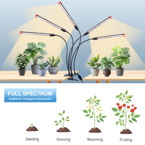 FECiDA 45W Bright Strong Clip Grow Lights for Seed Starting, Seedlings - size: 5-Tubes