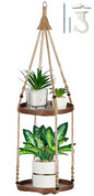 2 Tier Macrame Plant Hanger, Hanging Plant Shelf (12") - color: Brown, size: 1-Pack, 2-Tier