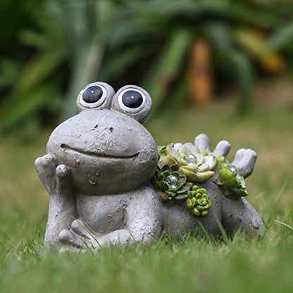 TERESA'S COLLECTIONS Frog Garden Decor with Solar Light 7.3" - size: Large