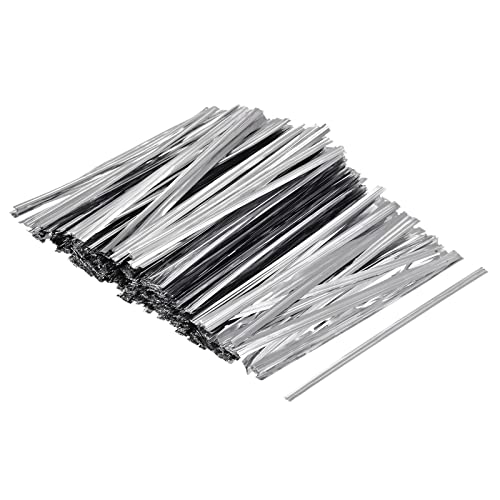 MECCANIXITY Foil Twist Ties 4" 10cm Metallic Plastic Closure Tie for Tying Bread, Candy, Cookies, Gift Bags Arts Crafts Ties Silver Tone Pack of 750 - color: Silver Tone, size: 4-inch