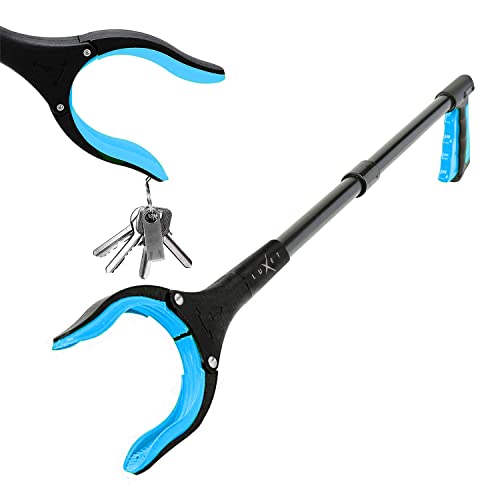 Grabber Reacher Tool - 2 Pack - Updated Version Long 32 Inch Foldable Pick Up Stick - Strong Grip Magnetic Tip Lightweight Trash Picker Claw Reacher Grabber Tool Elderly Reaching - by Luxet (Blue) - color: Blue