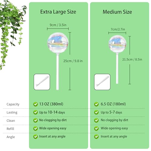 13oz Large Self Watering Globes,Glass Automatic Plant Waterer,Up to 2 Weeks - size: Extra Large 4-Pack