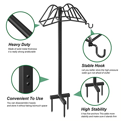 Wphold Garden Hose Holder Freestanding, Extra Thick Water Hose Stand, Heavy Duty Metal Garden Hose Storage,Garden Hose Reel, Water Hose Holders for Outside, Detachable Outdoor Hose Holder