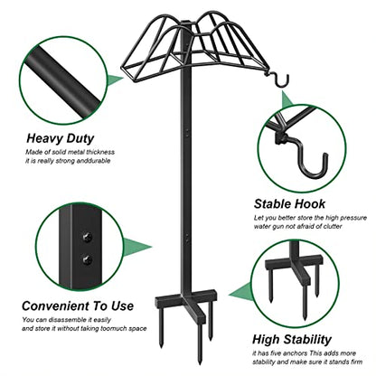 Wphold Garden Hose Holder Freestanding, Extra Thick Water Hose Stand, Heavy Duty Metal Garden Hose Storage,Garden Hose Reel, Water Hose Holders for Outside, Detachable Outdoor Hose Holder