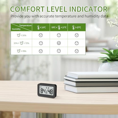 DOOMAY Mini Hygrometer Indoor Thermometer Digital Humidity Monitor 2-Pack - color: Black