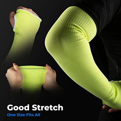 OriStout Cut Resistant Gardening Sleeves with Tumb Hole, Green, 1 Pair - color: Green (1 Pair) - Long, size: One Size