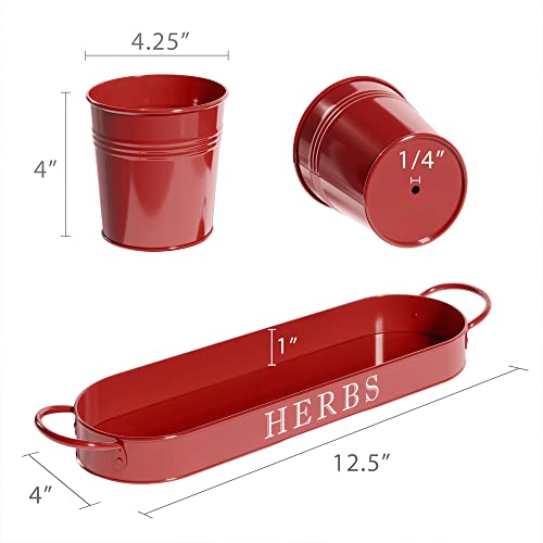 Barnyard Designs Indoor Herb Garden Planter Pots Set/3 (Brick Red) - color: Brick Red
