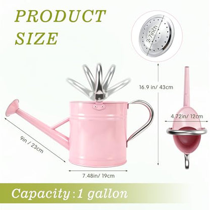 1 Gallon Watering Can for Outdoor&Indoor Plants，Pink - color: Pink