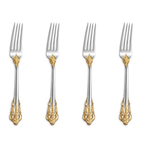 KEAWELL Luxury 4-Piece 5.9-Inch 18/10 Appetizer Forks (Gold Accent) - color: Gold Accent