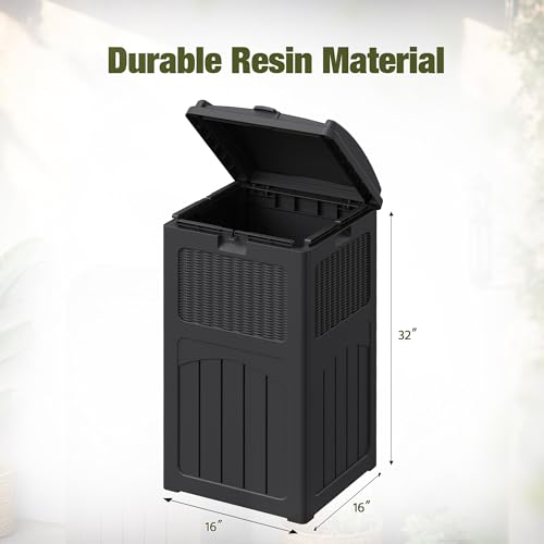 Devoko 33 Gallon Outdoor Trash Can with Dual Lid, Hideaway Garbage Bins,2Pc - color: Black, size: 2 Pack