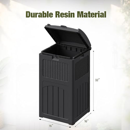 Devoko 33 Gallon Outdoor Trash Can with Dual Lid, Hideaway Garbage Bins,2Pc - color: Black, size: 2 Pack