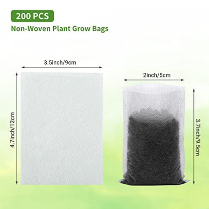GREANER 200PCS Plant Nursery Bags, 3.5"x4.7" Biodegradable Non-Woven Fabric Plant Seeding Grow Bags, Vegetables Fabric Plant Seedling Pots, Transplant Pots Grow Pouch, Home Garden Supply - size: 3.5"x4.7"/200pcs