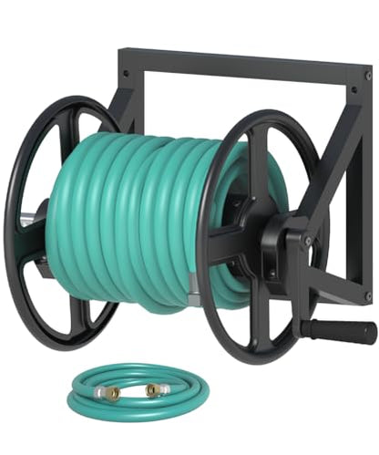 Artigarden Garden Hose Reel Wall Mounted, Outdoor Water Hose Holder Black - color: Black
