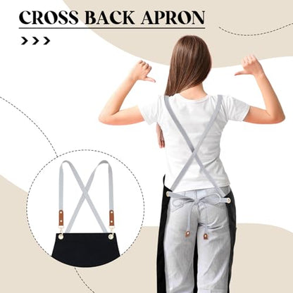 Crossback Pottery Apron Split Leg, Adjustable Straps - color: Black