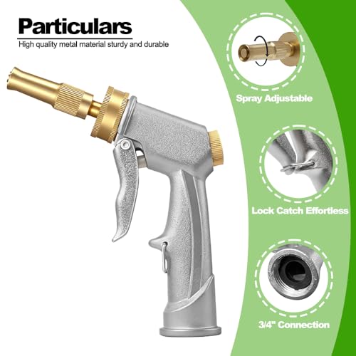 Hose End Sprayer Nozzle,Metal Car Wash Foam Gun with Soap Dispenser - color: Silver