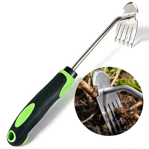 Moorrlii Weed Remover Tool, Hand Weeder Puller Tool, Portable Garden Weeder Tool for Vegetable Gardening Backyard Farm Planting & Uprooting Weeding Tool (Rubber Handle) - color: Green - 1 Pack