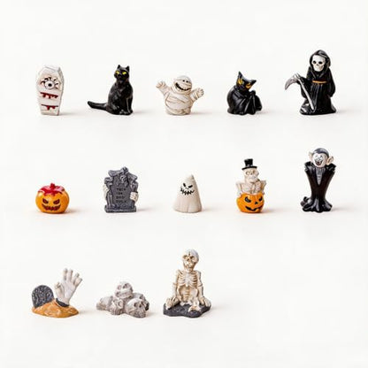13PCS Halloween Mini Resin Figures, 13 Styles Halloween Figurines - color: Halloween Fixed-c