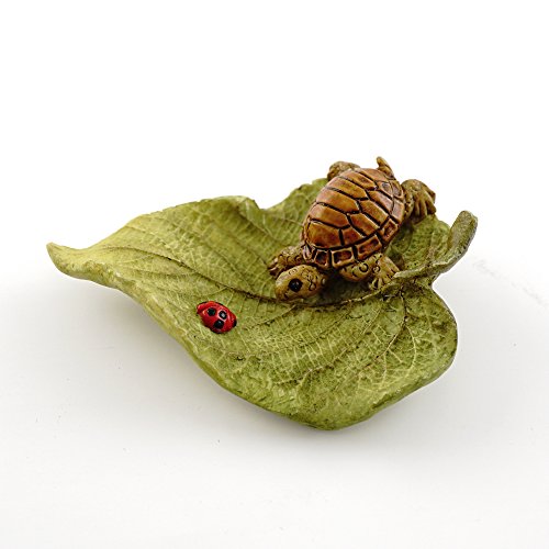 Top Collection Miniature Fairy Garden and Terrarium Statue, Little Turtle on Leaf - color: Little Turtle on Leaf