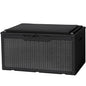 Flamaker Deck Box 98 Gallon Waterproof Resin Storage Box with Cushion - color: Black, size: 98 Gallon