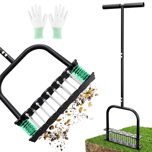 Heavy Duty 35" Manual Aerator Lawn Tool with T-Handle & 14 Spikes