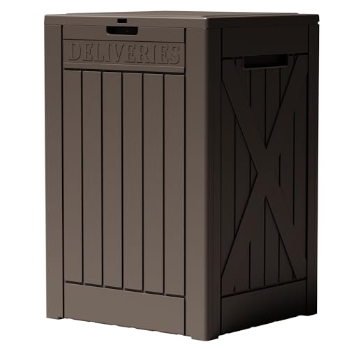 Greesum 52 Gallon Deck Box, Waterproof Storage Container, Dark Brown - color: Dark Brown, size: 52 Gallon