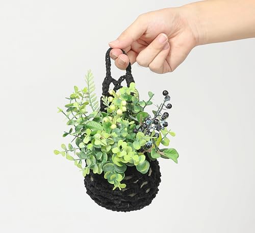 3 Packs Macrame Wall Plant Hanger for 4 in, Small Hanging Plant Basket - color: Black X 3pc