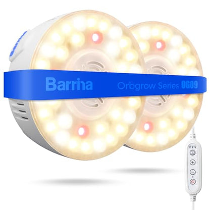 Barrina OG09 Puck Grow Light, 18W(2 x 9W), 660nm Red LEDs, Timer, 2 Packs - color: GrowForce Spectrum-White Cover, size: 2 Packs with Timer