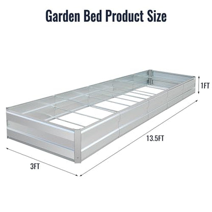 Galvanized Raised Garden Bed Kit, Metal Planter for Vegetables & Herbs, 13.5x3x1FT, Easy Assembly - size: 13.5x3x1FT