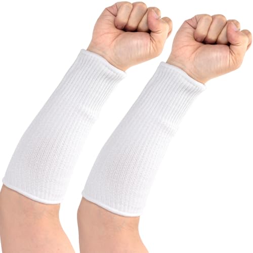 PAGOW Cut Resistant Sleeves for Arm Protection, Bite-Proof Forearm Protector, Gardening Sleeves for Thin Skin - color: White