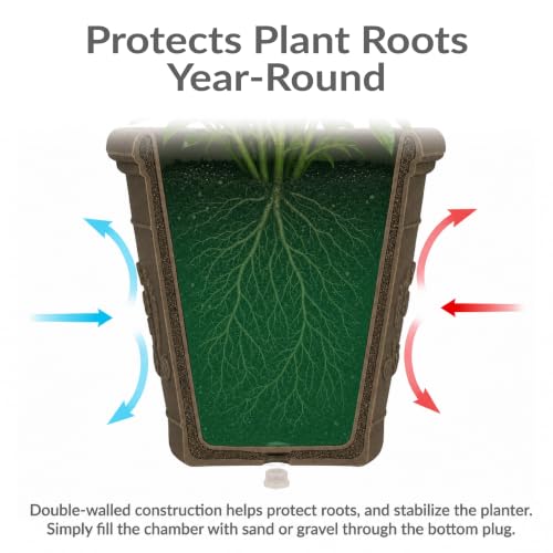 Sunnydaze Arabella 16'' Plastic Planter Pot for Plants, Sable - color: Sable, size: 16 in