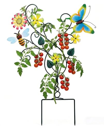 WENTTUO Garden Stakes Decorative 30 INCH Garden Decor for Outside with Flowers Butterfly for Outdoor Patio Lawn Backyard