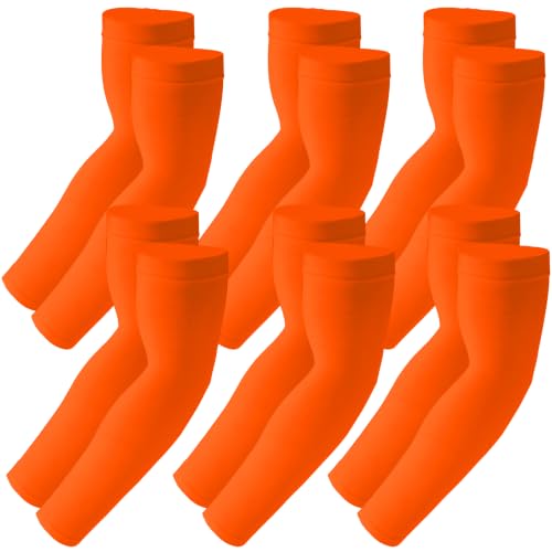 SHEVERCH Cooling Arm Sleeves UV Protection Compression for Men Women - color: 6pairs-orange