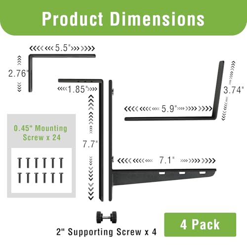 Window Box Brackets, Adjustable Hanging Railing Planter Box Brackets - size: 4 Pack