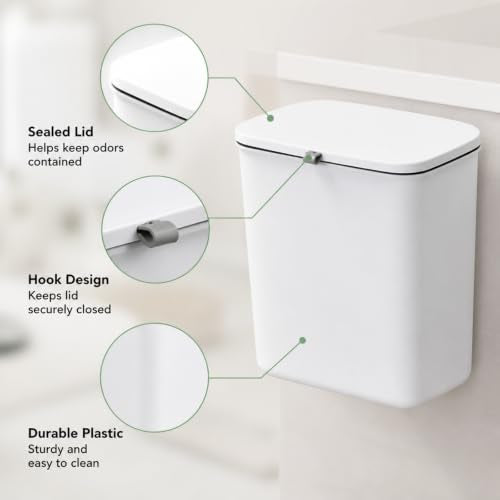 Kitchen Cleaning Set - Wall Mount Trash Can - Mini Squeegee - Grout Brush