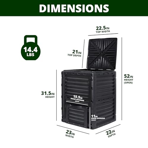 Simply Bio Garden Compost Bin from BPA-Free Material - 80 Gallon (300 L) Large Outdoor Compost Bin, Easy Assembly, Lightweight, Fast Soil Creation, Black - size: 80-Gallon