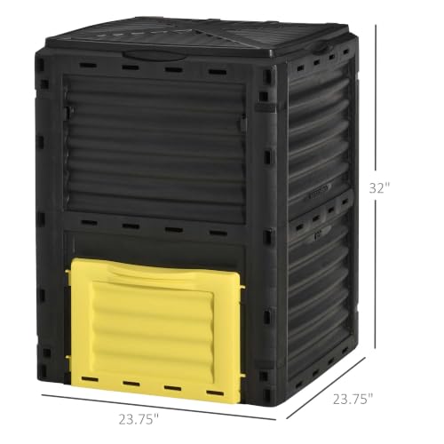 Outsunny Garden Compost Bin, 80 Gallon Outdoor Composter, Yellow - color: Yellow