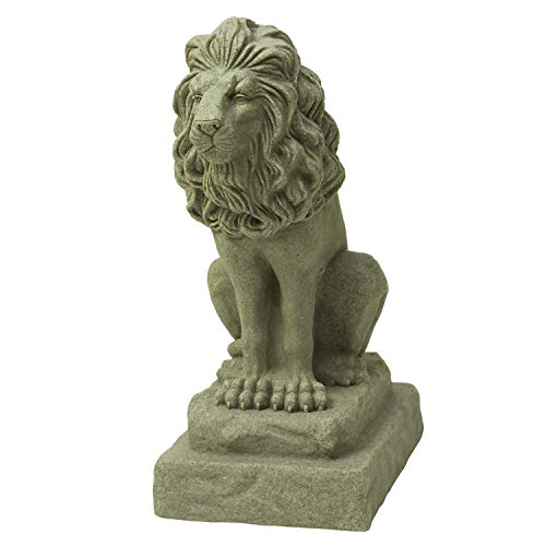 EMSCO Group Guardian Lion Statue – Natural Sandstone Appearance – Made of Resin – Lightweight – 28” Height - color: Sandstone, style: Guardian Lion
