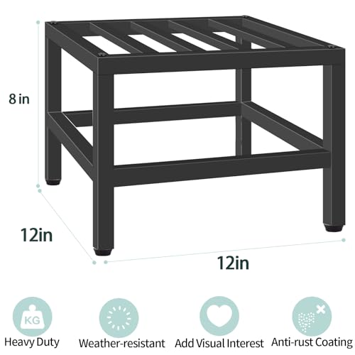 Lilybud--lily Plant Stand Indoor Outdoor, 2 Pcs Heavy Duty Plant Stands Metal Pedestal Stand for Indoor Outdoor, Wrought Iron Flower Stand Display Planter Shelf for Garden Deck Living Room - size: 12''-2P