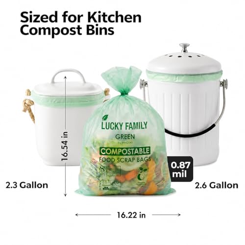 2.6 Gallon Compost Bags for Kitchen Countertop Bin, Compostable, 50 Count - color: 2.6 Gallon, 50 Count
